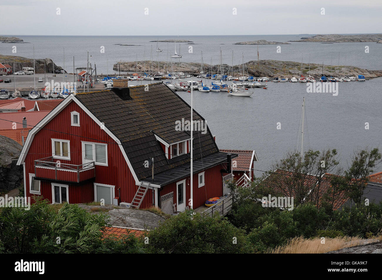 sweden harbor boats Stock Photo