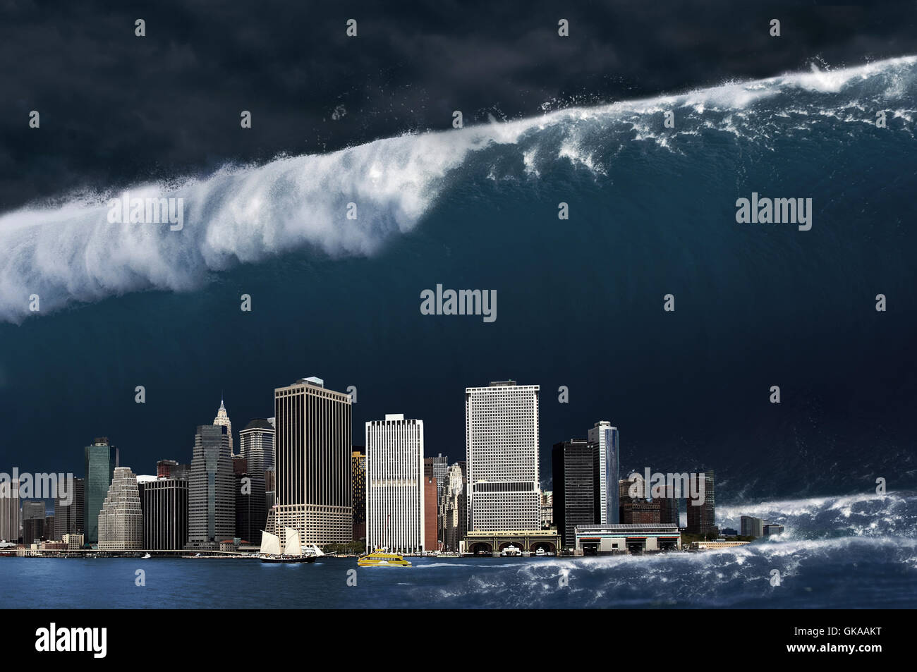 giant wave catastrophe Stock Photo