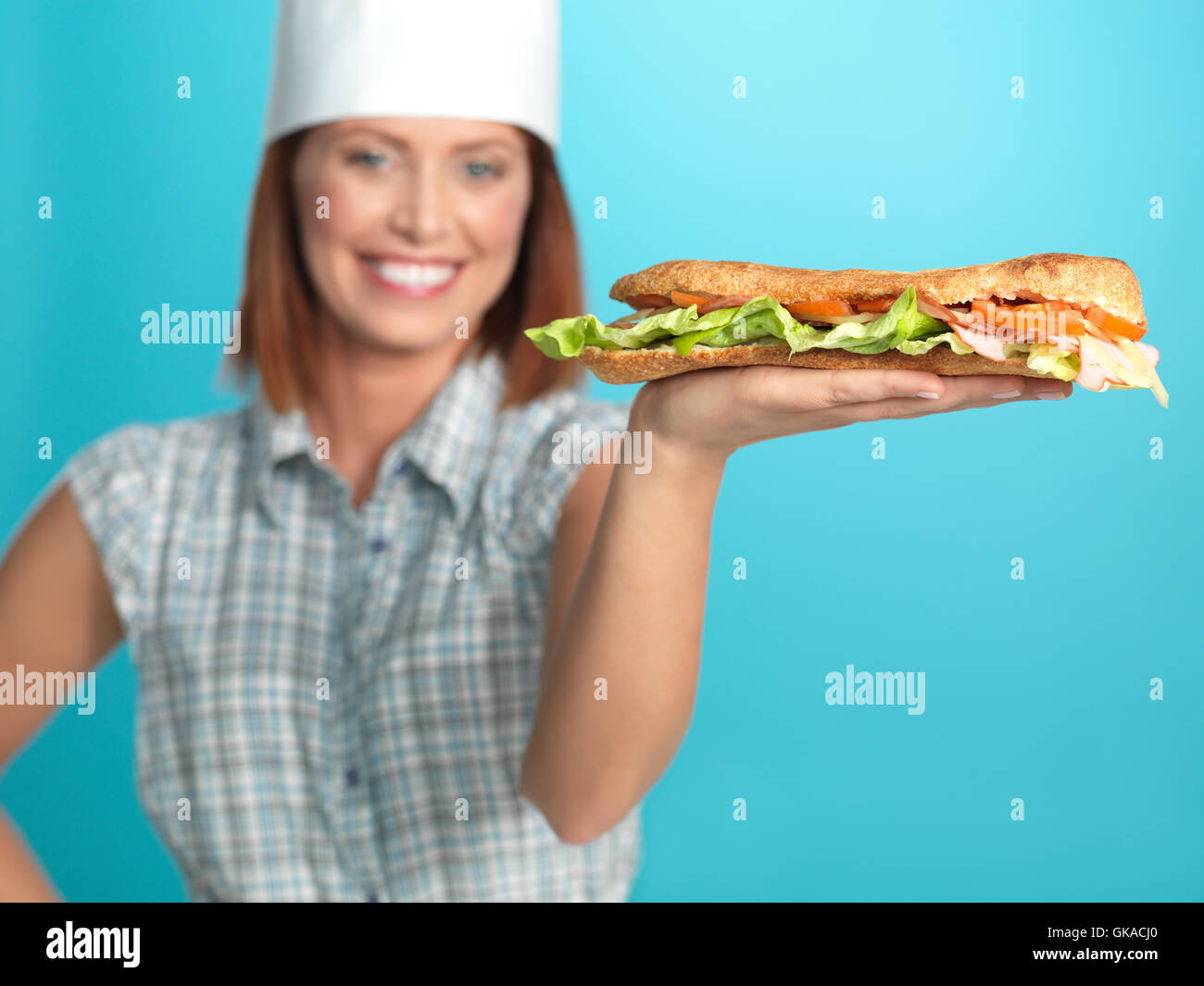 woman restaurant blue Stock Photo Alamy