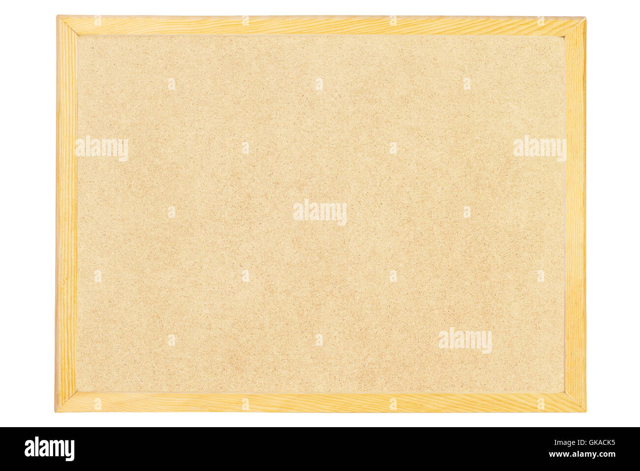 Blank Bulletin Board With Wooden Frame on White Background Stock Photo