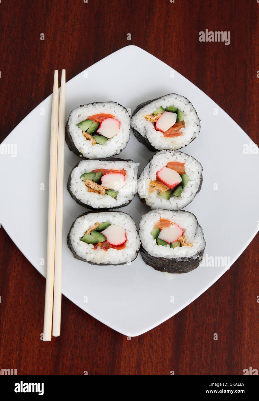 asiatic plate sushi Stock Photo