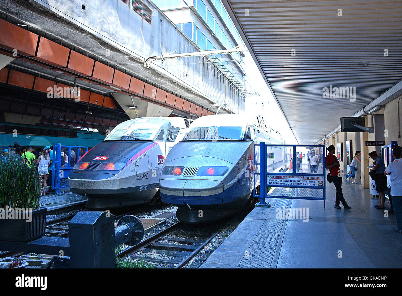 TGV trains in Saint Charles railway station Marseille Bouches-du-Rhone France Stock Photo