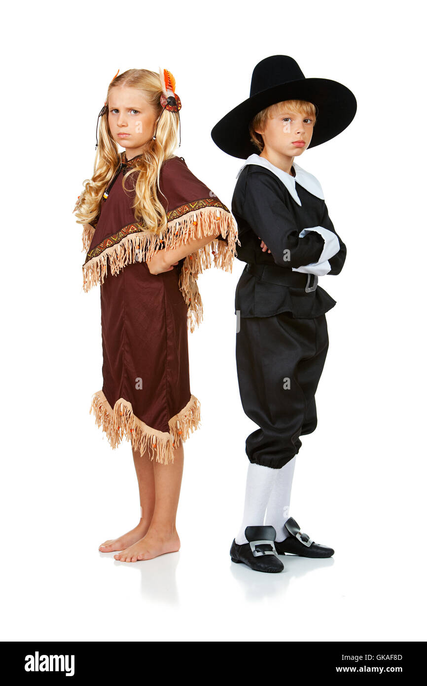 Series with children dressed in costume to celebrate the American