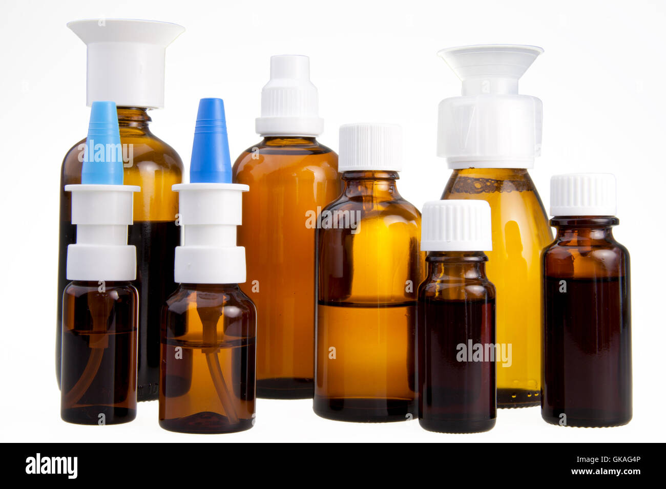 medication bottles and sprays Stock Photo - Alamy