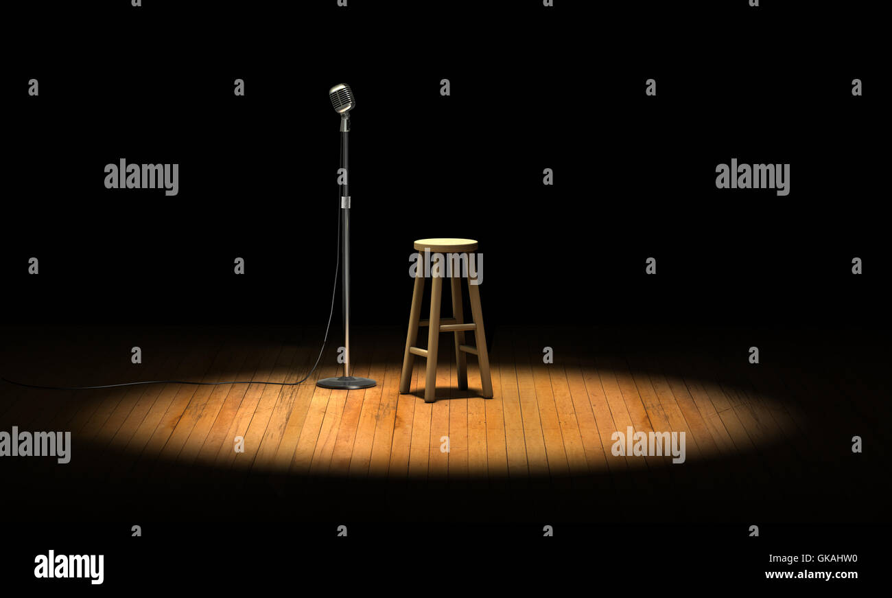 stool stage microphone Stock Photo Alamy