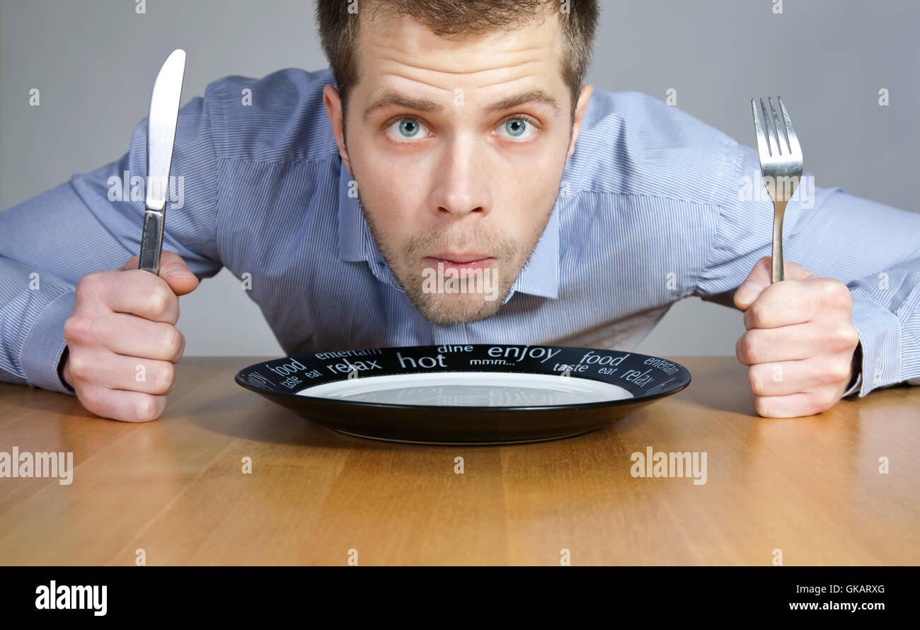plate fork empty Stock Photo