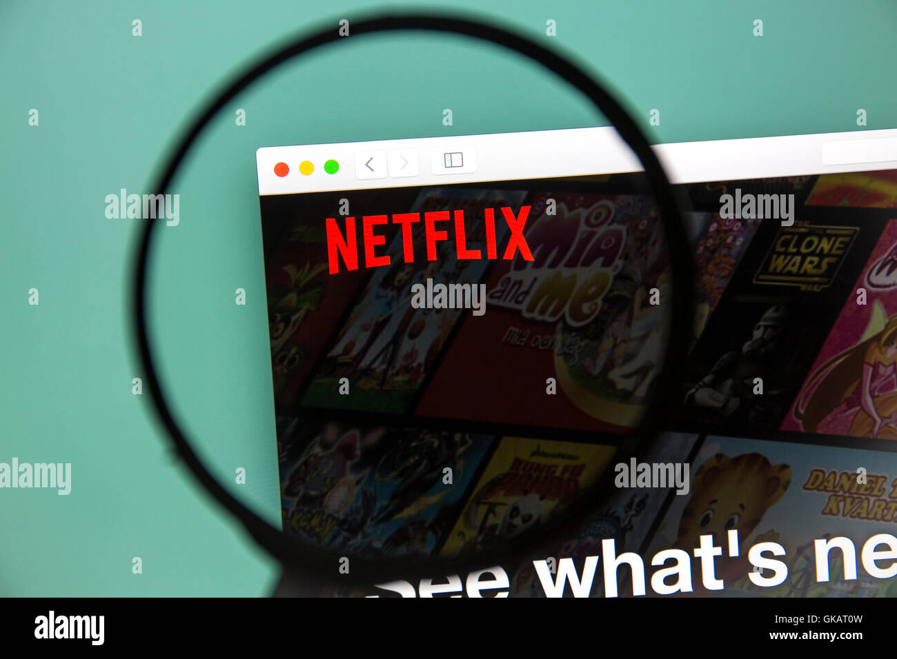 Netflix website on a computer screen. Netflix is an American multinational entertainment company Stock Photo