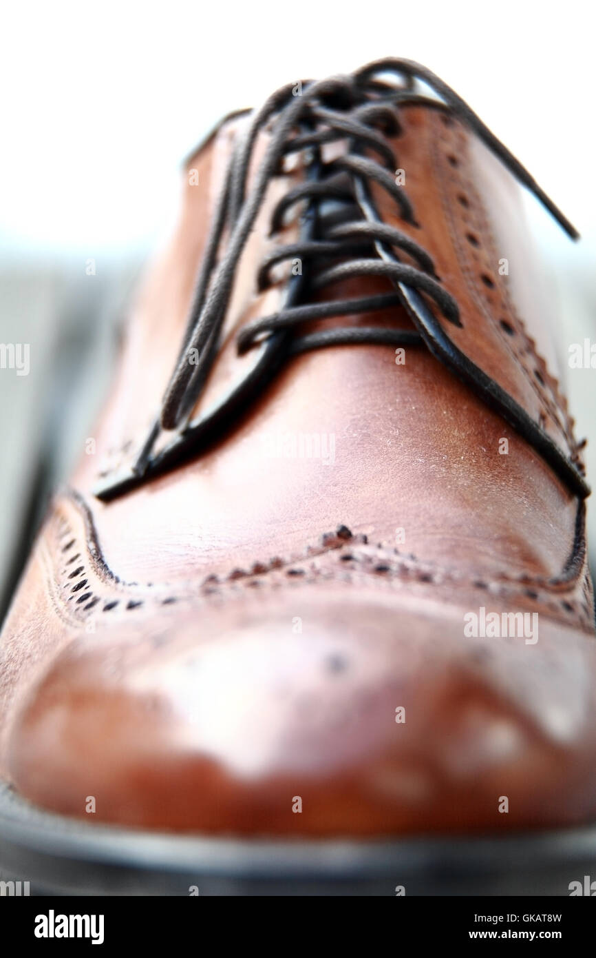 leather shoelace shoe Stock Photo
