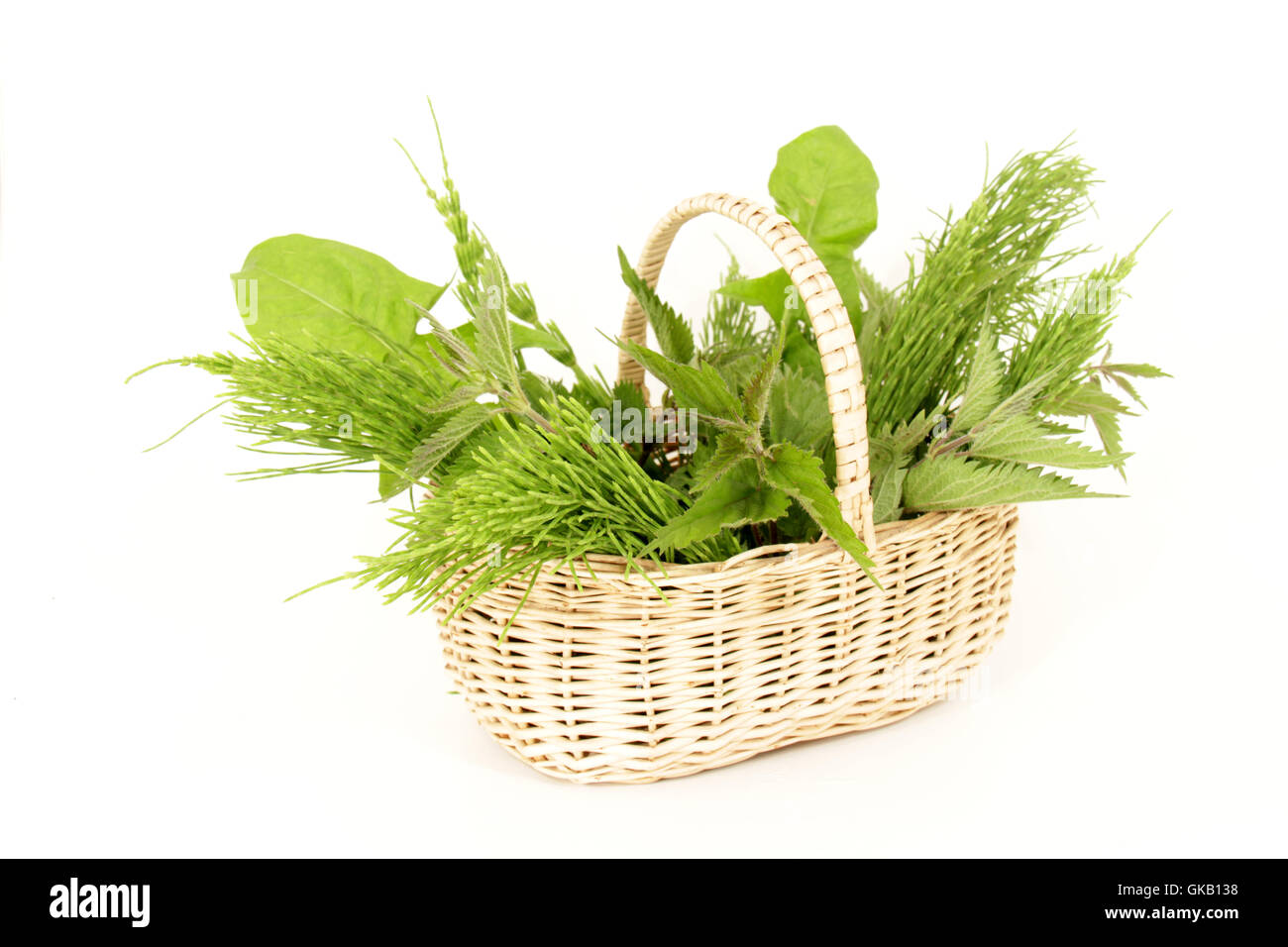 isolated basket dandelion Stock Photo