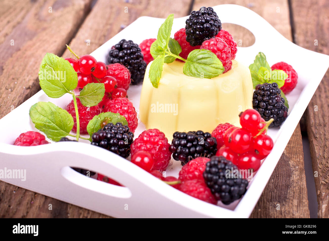 fruit berries pudding Stock Photo