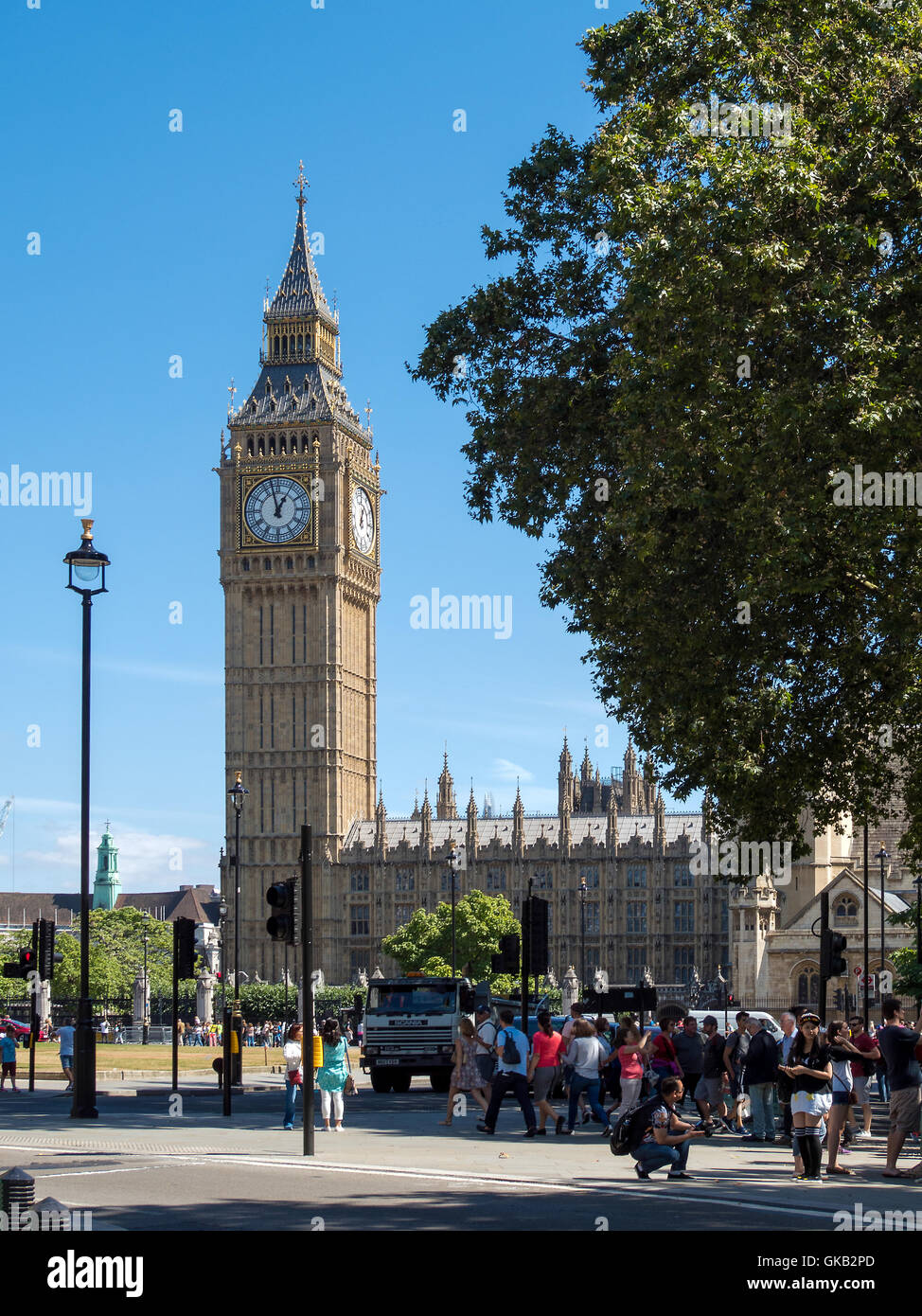 Sunlit View of Big Ben in London Stock Photo