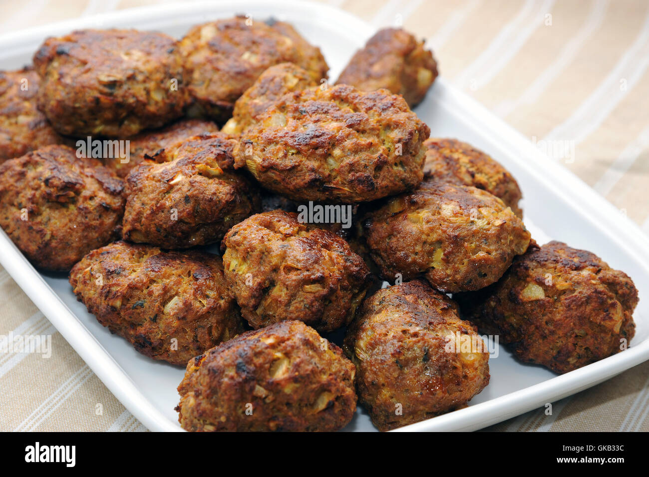 onions mincemeat rissoles Stock Photo