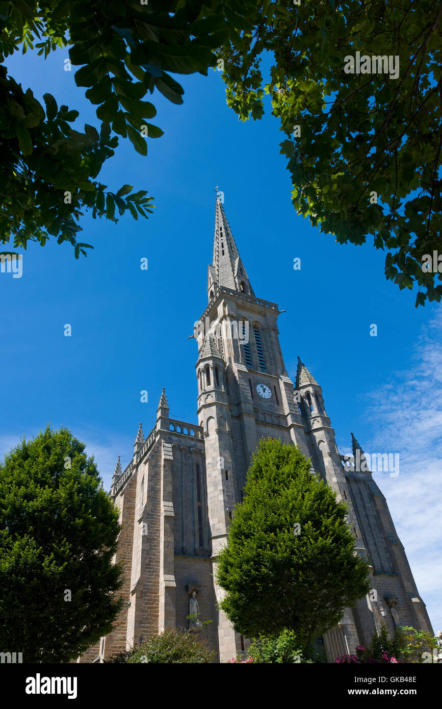 Paimpol Brittany France church with single tower Stock Photo