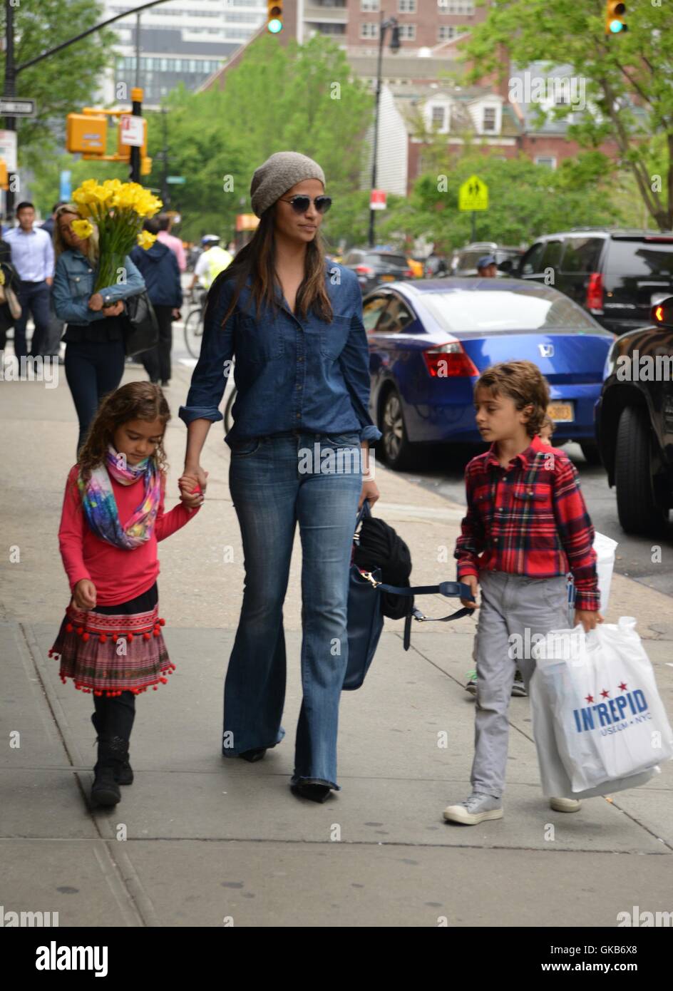 Camila Alves spotted out in SoHo with her children, Levi, Vida and(02)