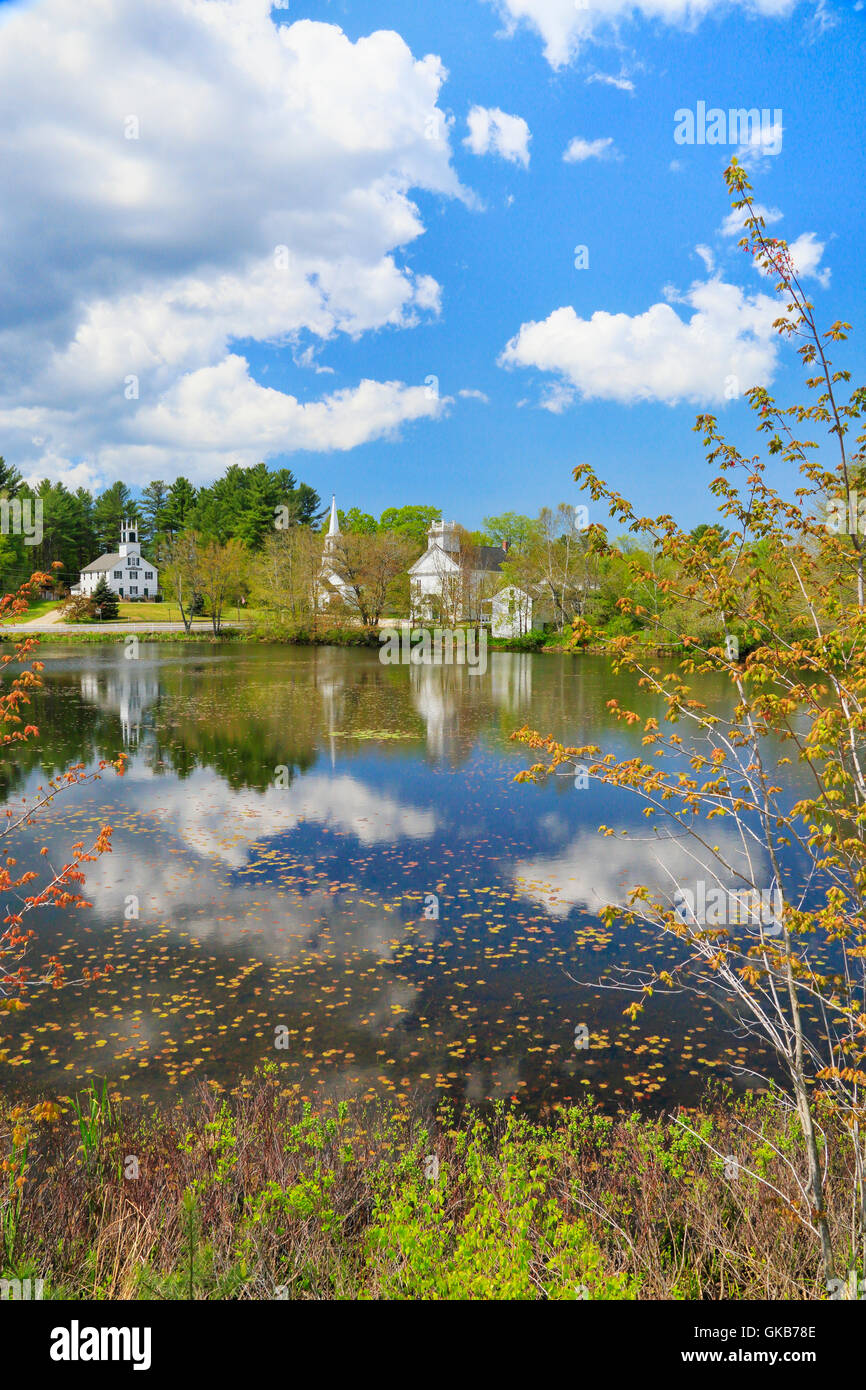 Three churches at millpond, Marlow, New Hampshire, USA Stock Photo Alamy