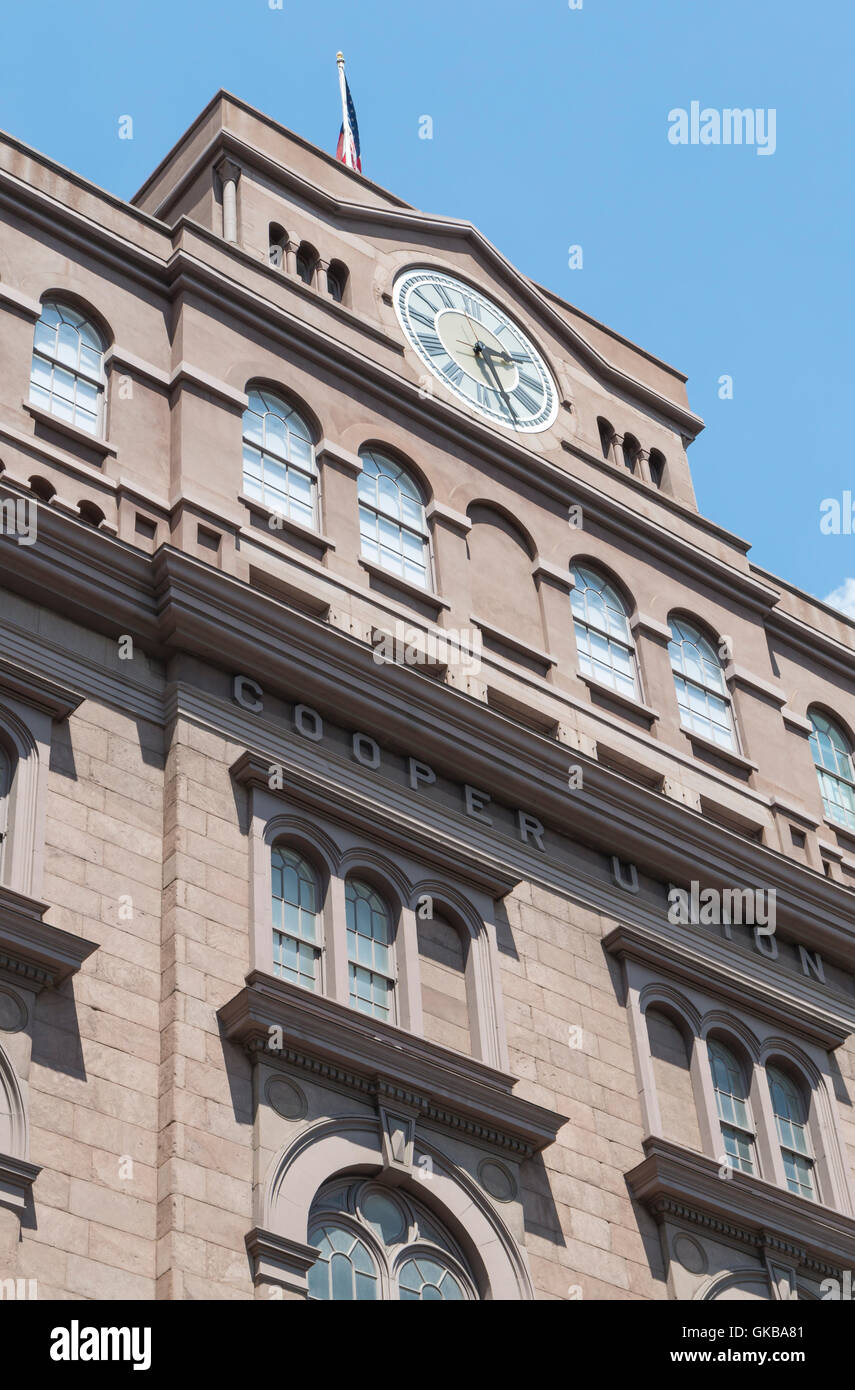 Exterior facade of landmarked old Cooper Union Foundation building in