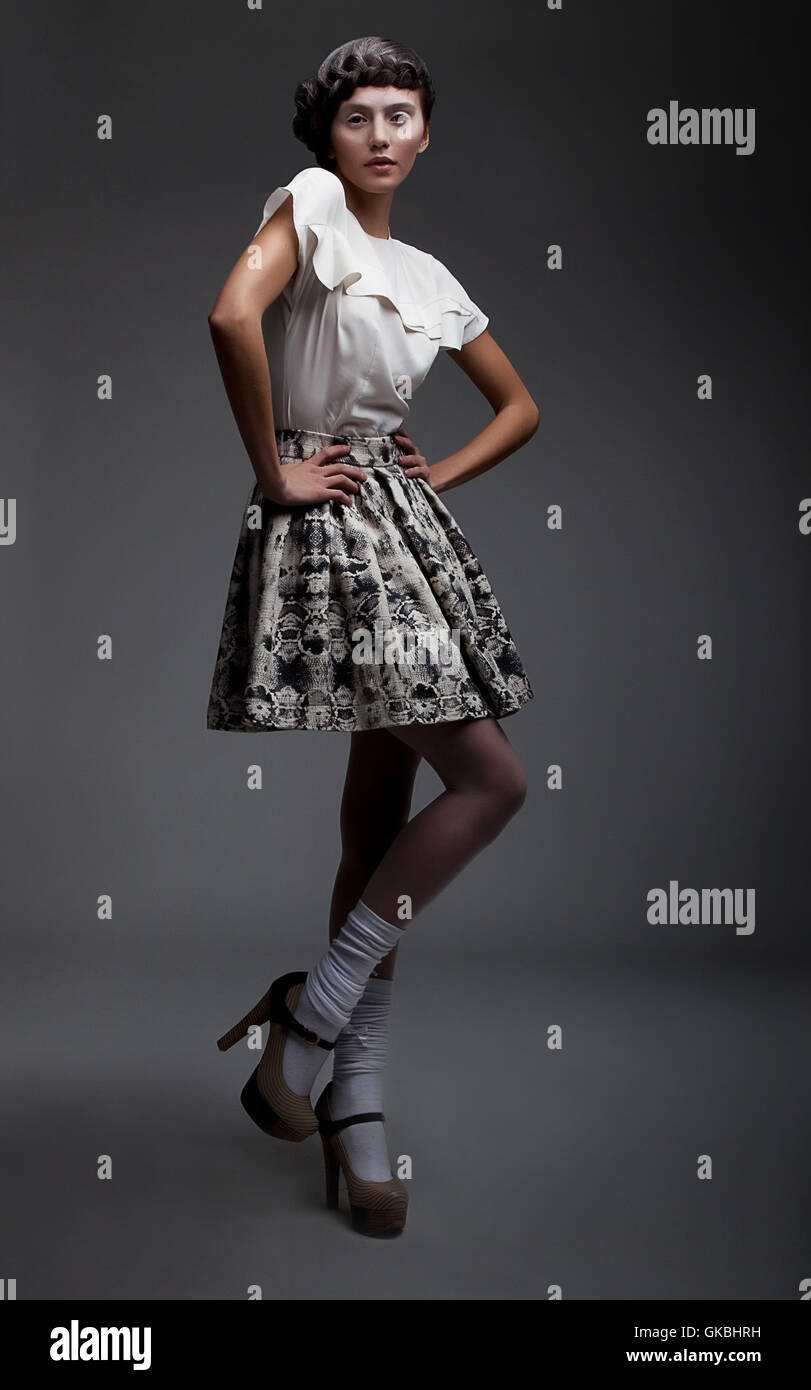 woman skirt blouse Stock Photo - Alamy