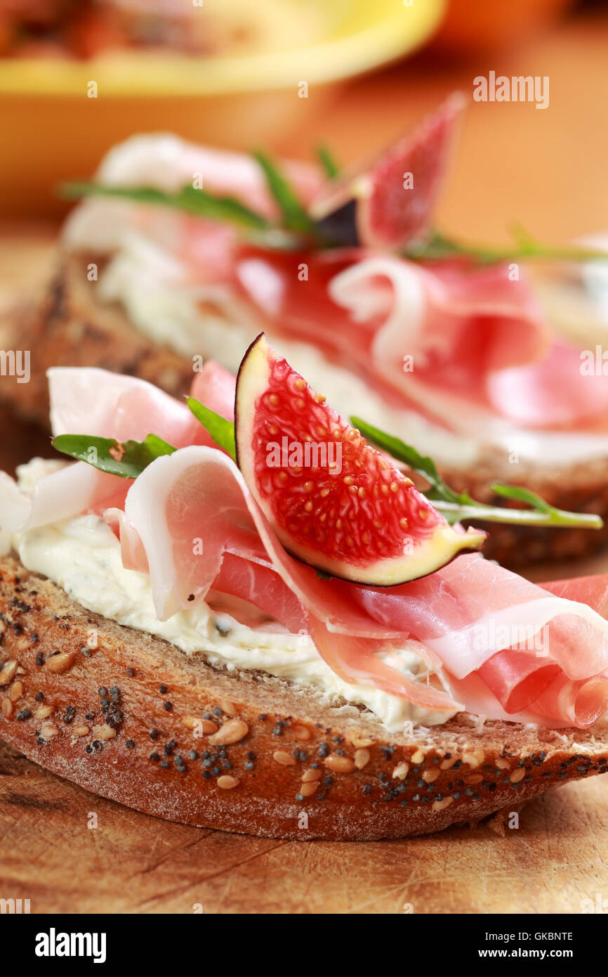bread appetizer baguette Stock Photo