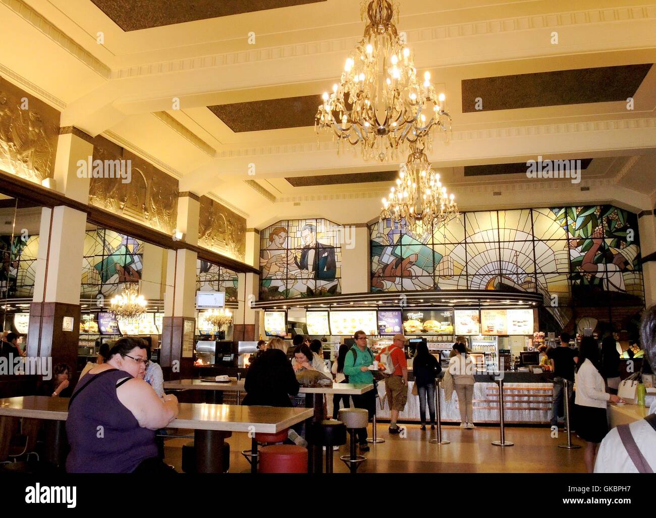 Interior view of the McDonald`s restaurant in Porto (Portugal). Formerly in  the rooms was located the "Café Imperiale". - June 2016 | usage worldwide  Stock Photo - Alamy