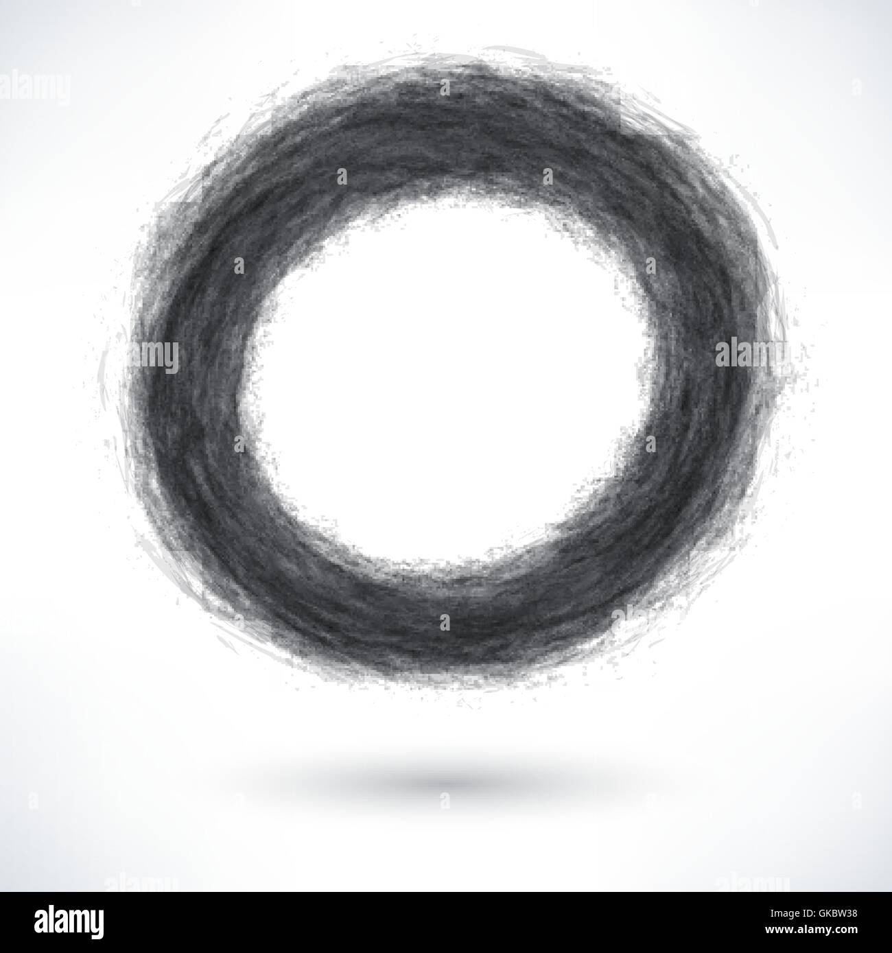 Black brush stroke in the form of a dark circle with drop shadow. Abstract  grayscale ring shape. Drawing created in ink sketch Stock Vector Image &  Art - Alamy