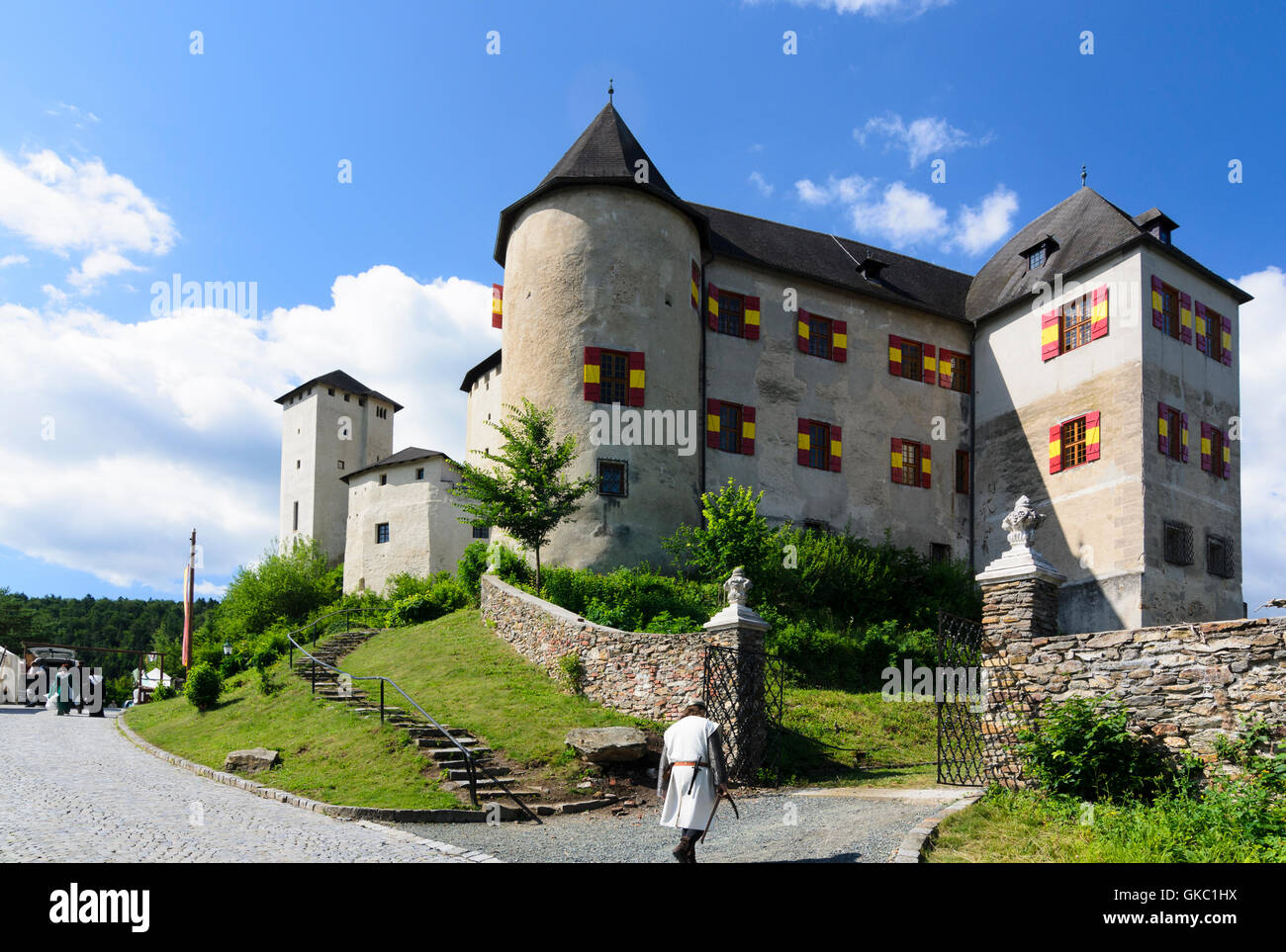 Lockenhaus: Lockenhaus Castle with Knight, Austria, Burgenland, Stock Photo
