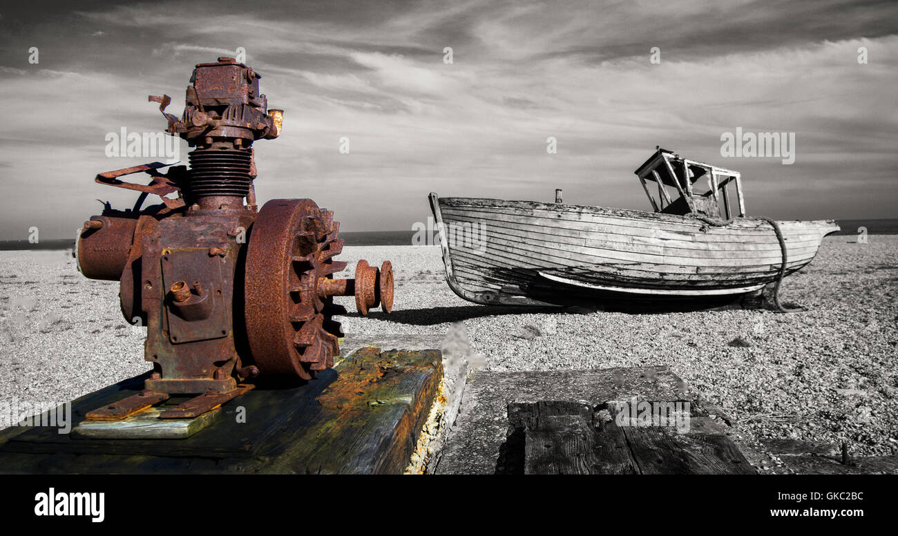 Winching Boats No More, Dungeness, Kent, Stock Photo