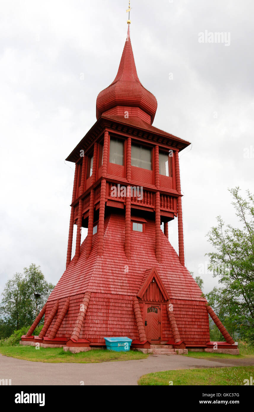 Impressionen: Glockenturm, Kirche, Kiruna, Lappland, Schweden. Stock Photo