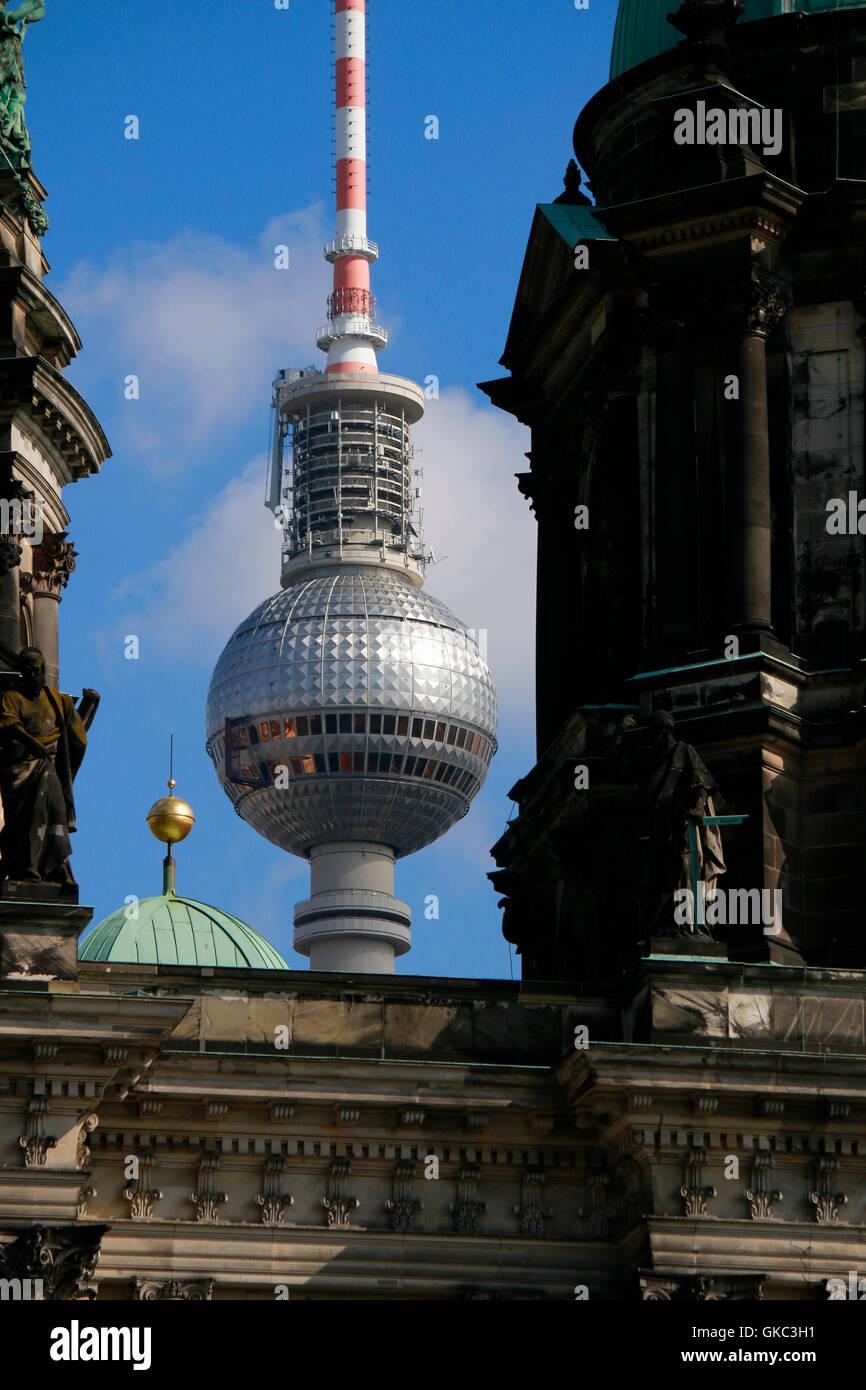 Fernsehturm, Berliner Dom, Berlin-Mitte. Stock Photo