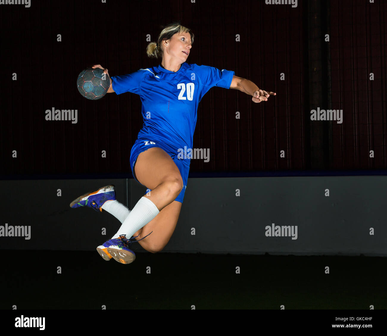 handball in the jump shot Stock Photo