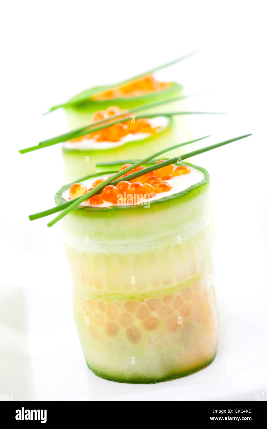 cucumber salmon caviar Stock Photo
