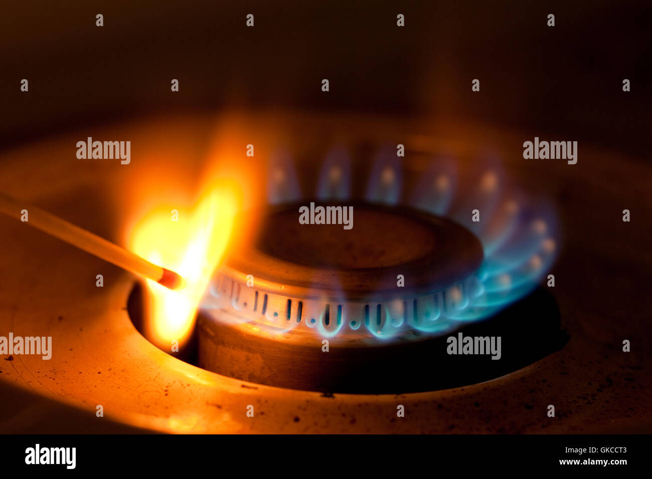 Match ignited by propane burner Stock Photo Alamy