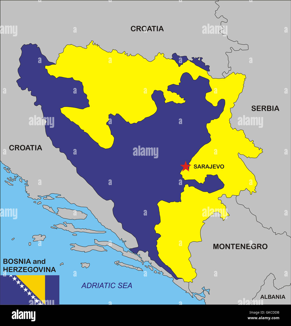 Bosnia and Herzegovina map Stock Photo