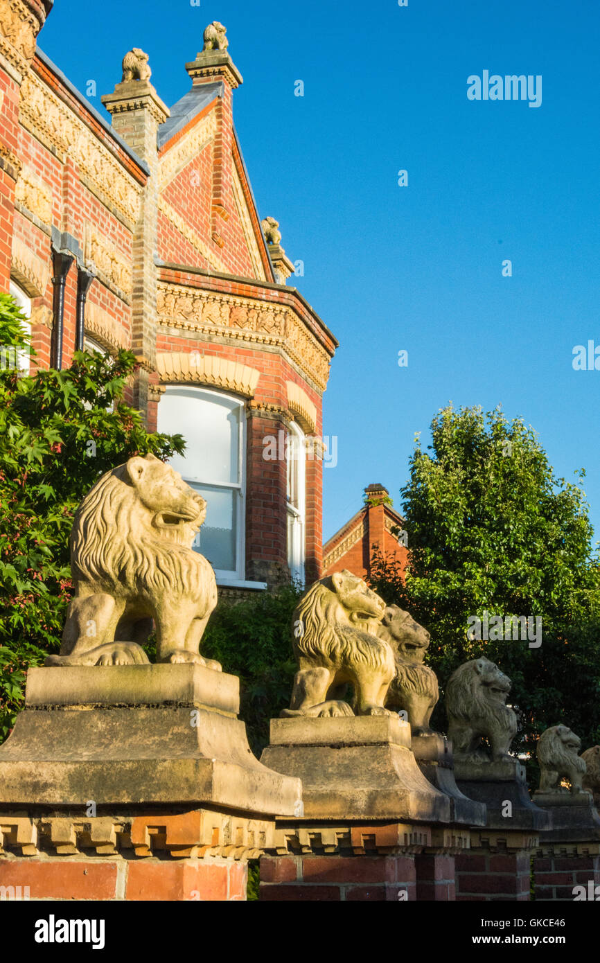 Exterior Of Lion Statues On The Gables And Gateposts Of The Lion