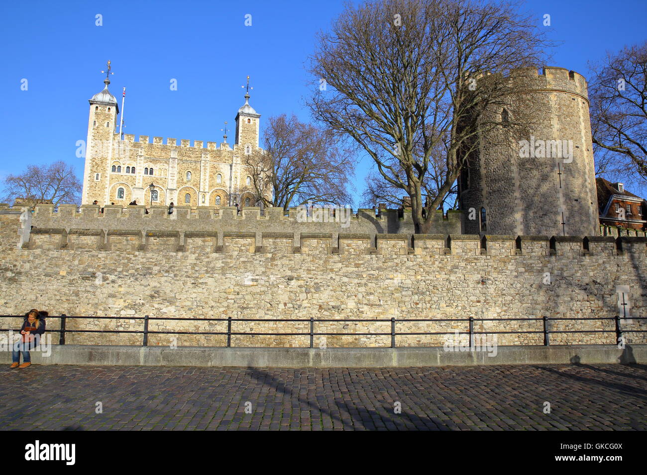 External view of the Tower of London with Winter colours, London, Great Britain Stock Photo
