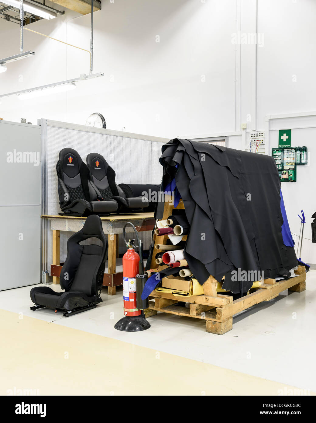 The upholstery station on the production line. Koenigsegg Supercar