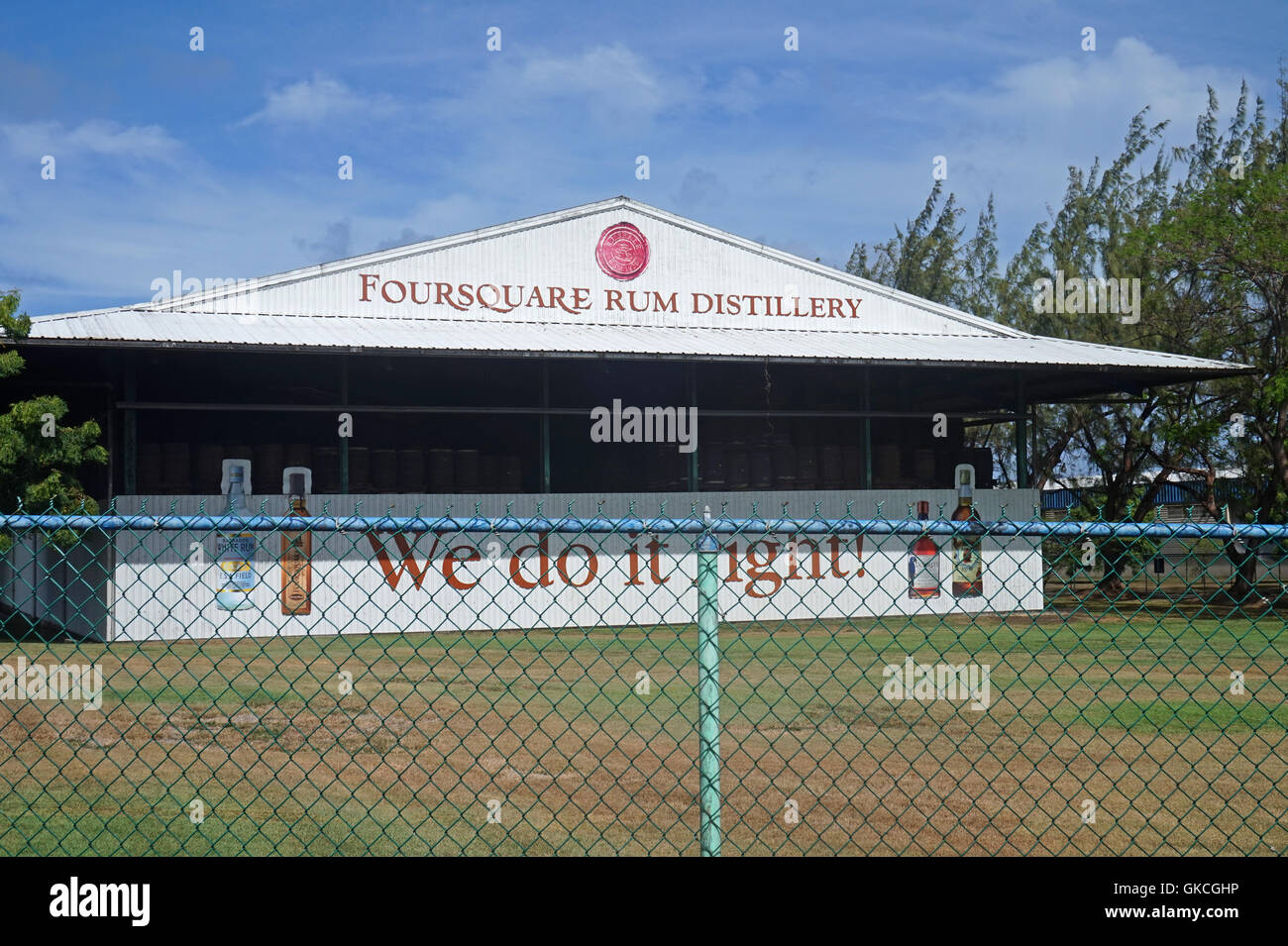 Barrels of Rum being aged at Foursquare Rum Distillery, Barbados Stock