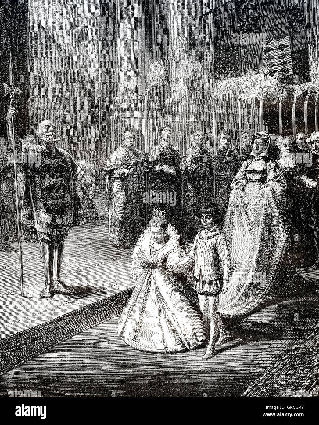 Children wedding in 1307, Corbeil, Joan II, Countess of Burgundy and Philipp von Poitiers Stock Photo
