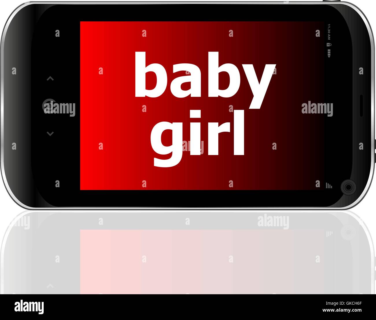 digital smartphone with baby girl words, social concept vector Stock Vector