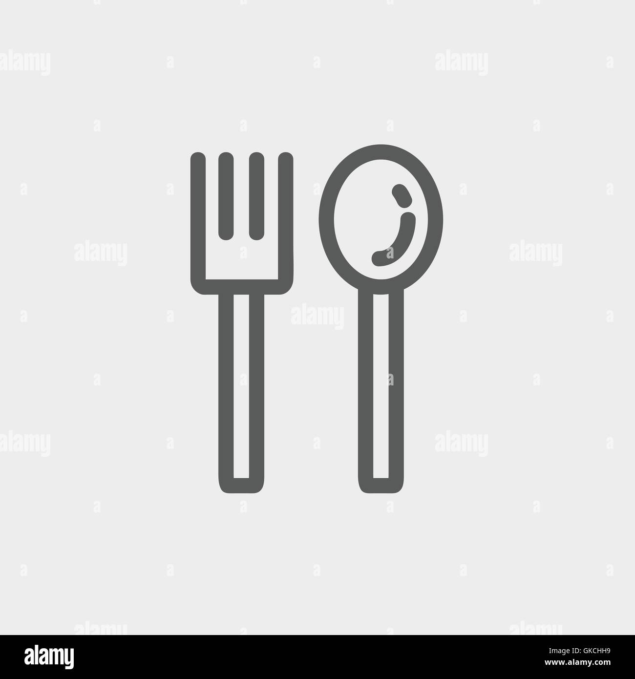 Spoon and fork thin line icon Stock Vector Image & Art - Alamy