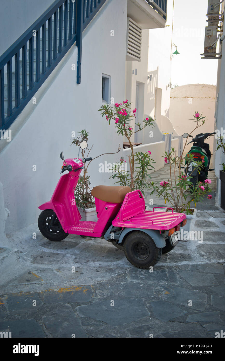 Moped, Mykonos Town Stock Photo - Alamy