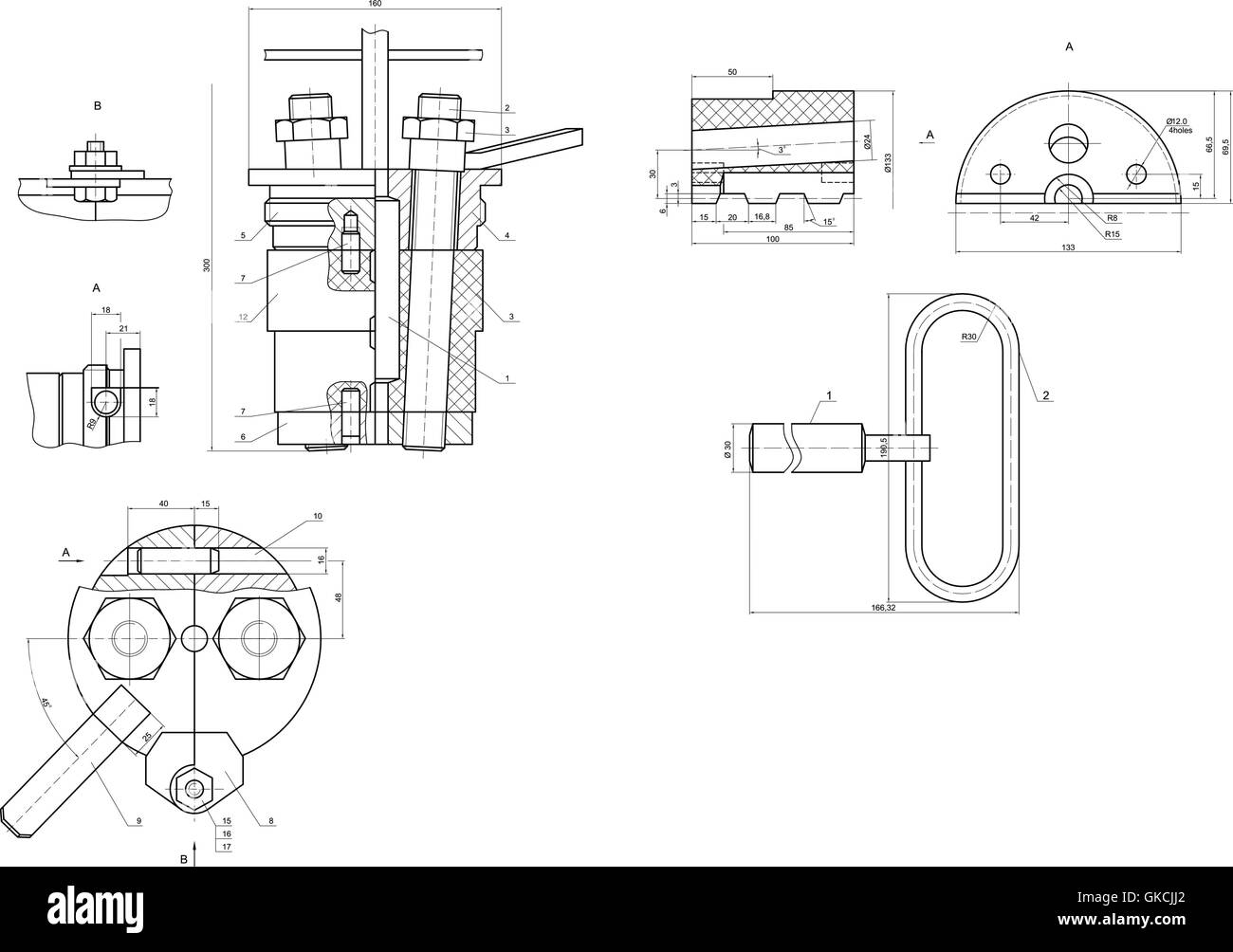 Expanded drawing of engineering elements Stock Vector Image & Art Alamy