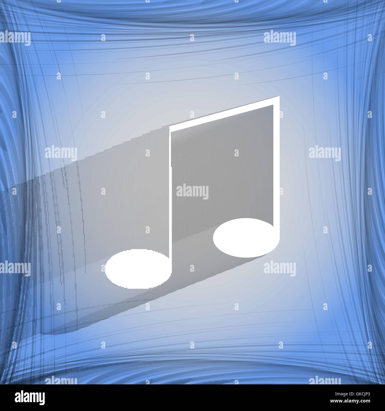Music elements notes web icon on a flat geometric abstract background ...