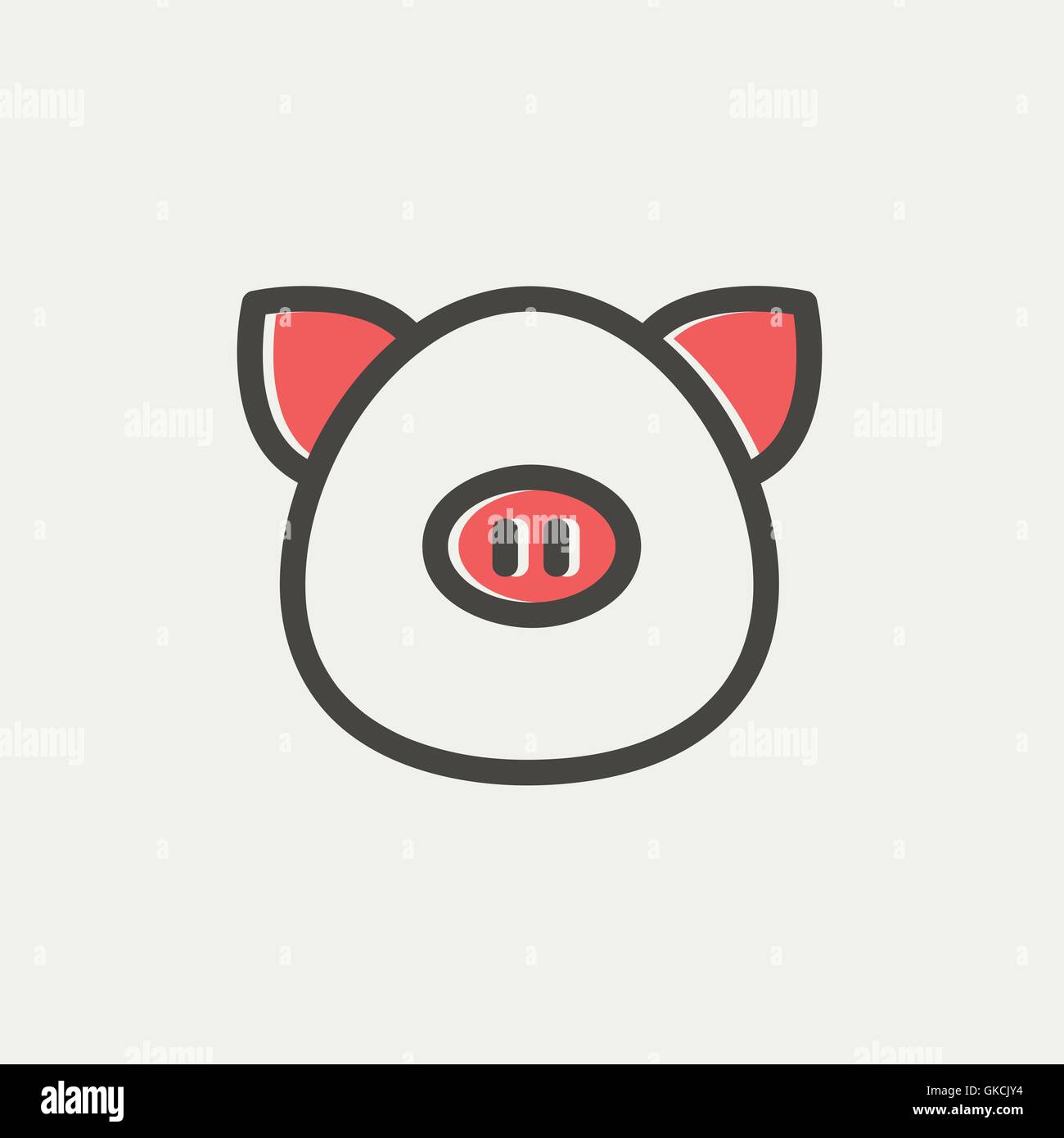 Pig face thin line icon Stock Vector