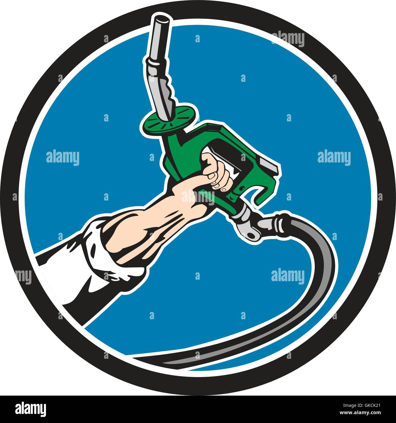 Hand Holding Gas Pump Nozzle Circle Retro Stock Vector Image & Art Alamy