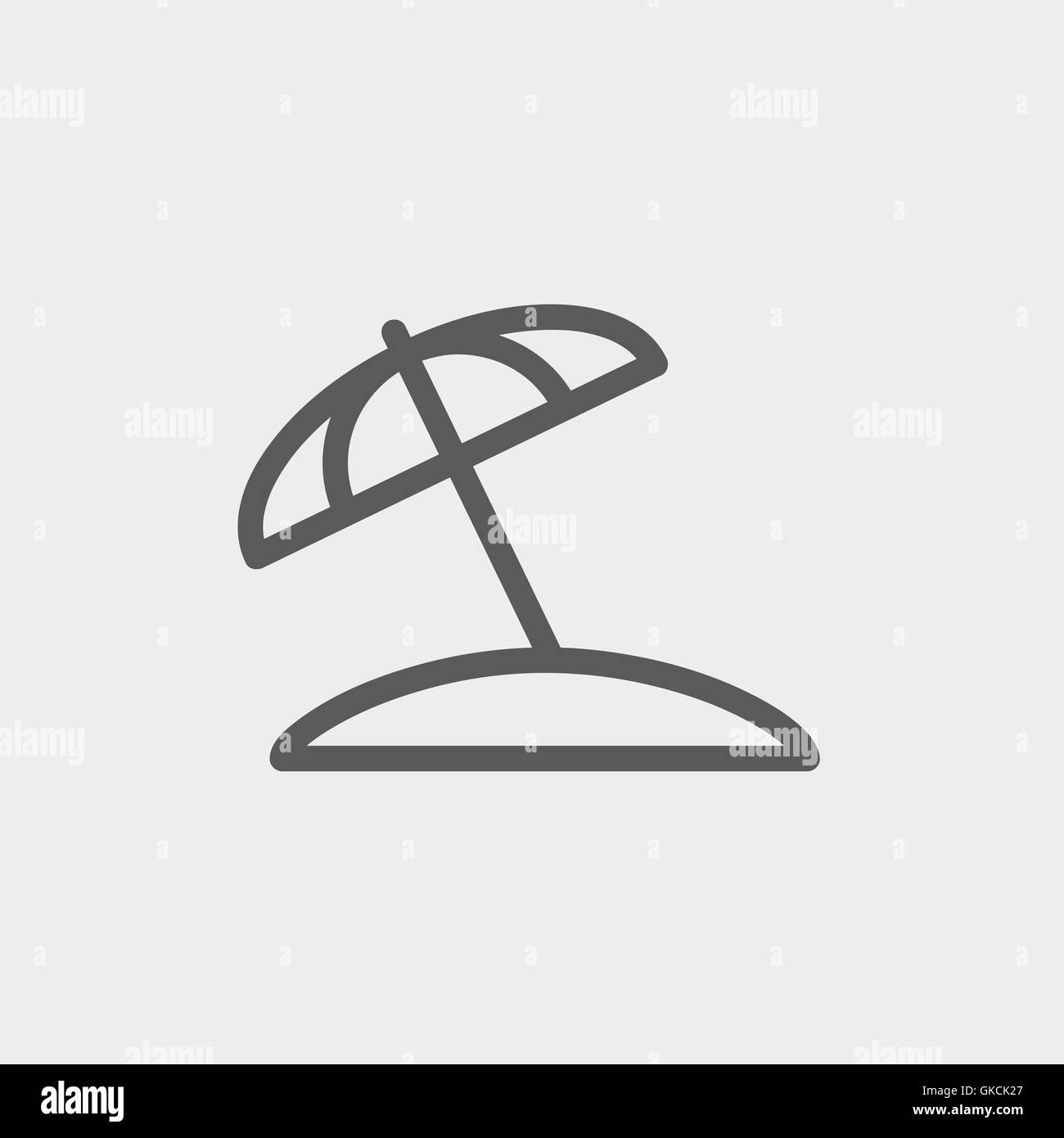 Beach umbrella thin line icon Stock Vector