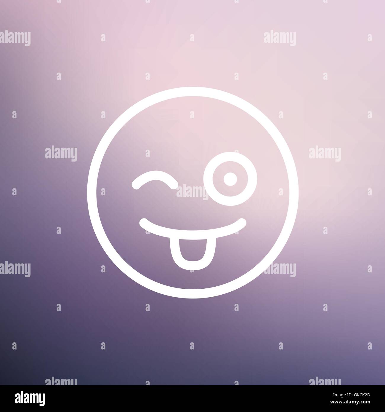 Happy winking emoticon with protruding tongue thin line icon Stock Vector