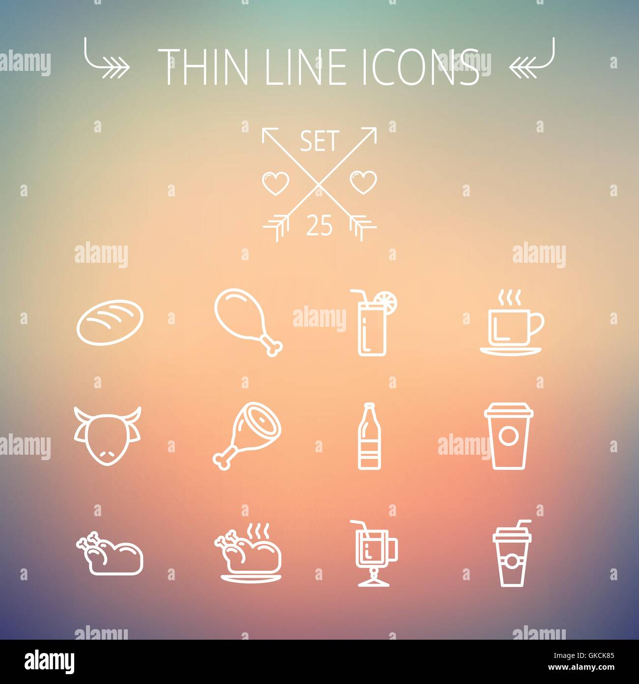 Food and drink thin line icon set Stock Vector Image & Art - Alamy