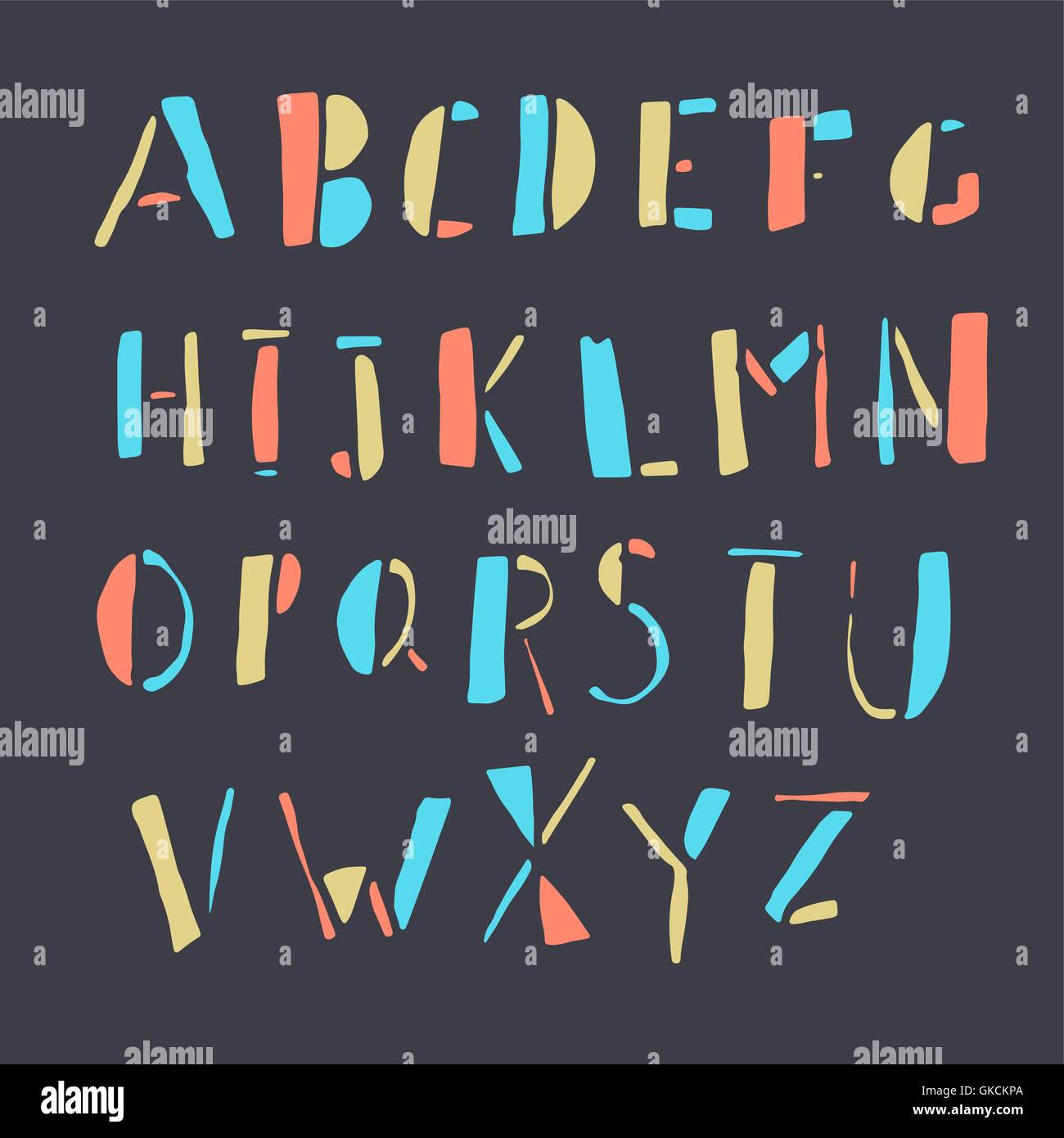 Hand-drawn Colorful Doodles Alphabet Stock Vector