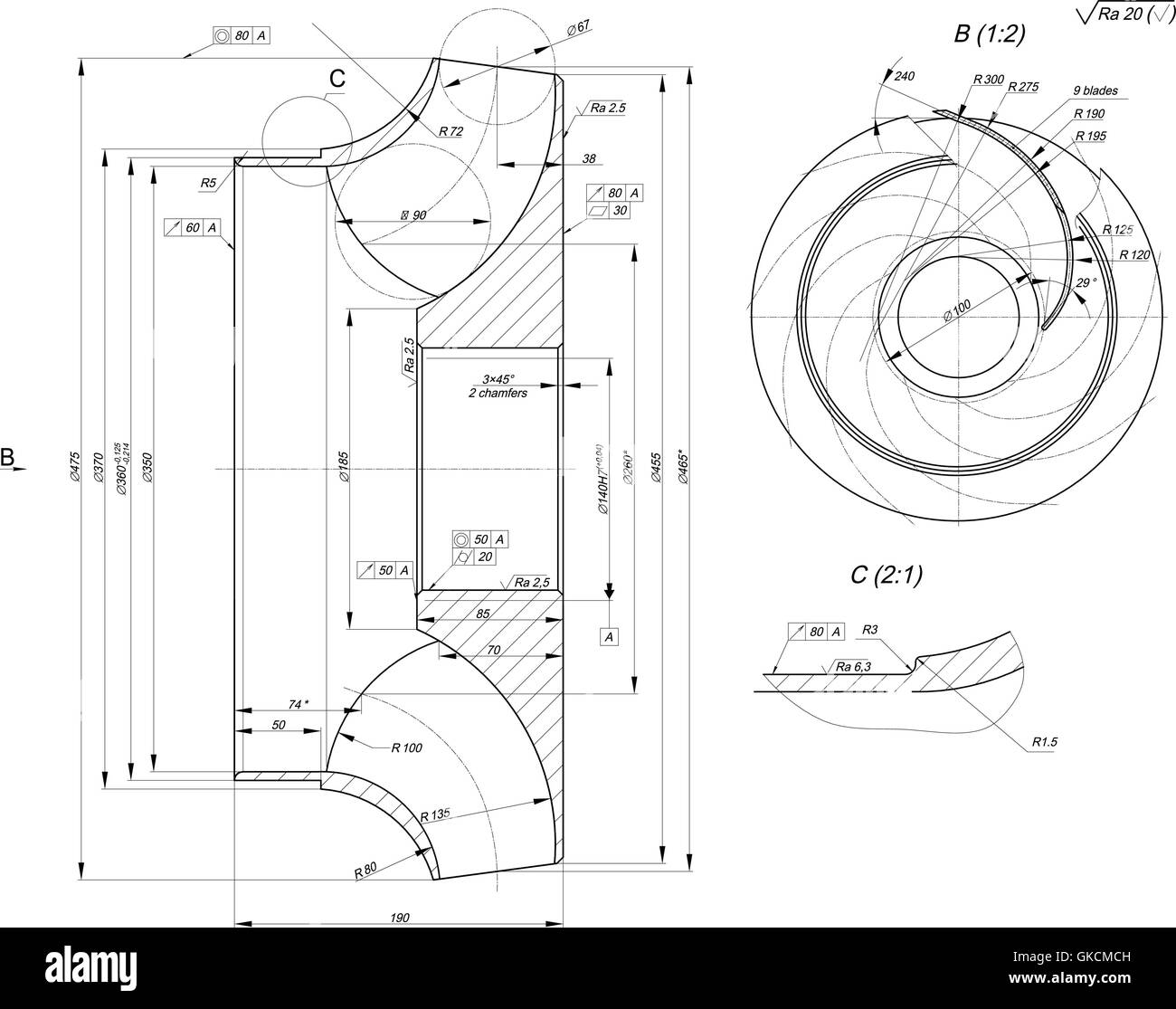 Sketch of engineering wheel with chamfers Stock Vector Image & Art - Alamy