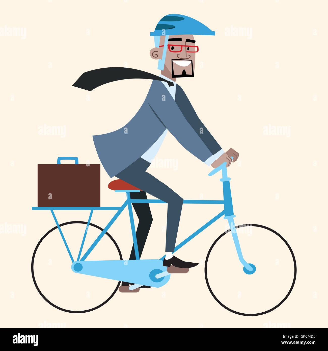 Black businessman on bike rides to work Stock Vector